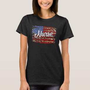 Leopard American Flag Nurse Rn Er Nicu Patriotic 4 T-Shirt