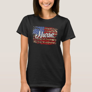 Leopard American Flag Nurse Rn Er Nicu Patriotic 4 T-Shirt