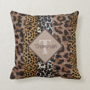 Leopard and Cheetah Print Name Cushion