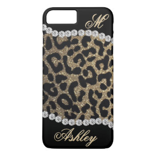 Leopard and Diamond Monogram iPhone 8 Plus/7 Plus Case