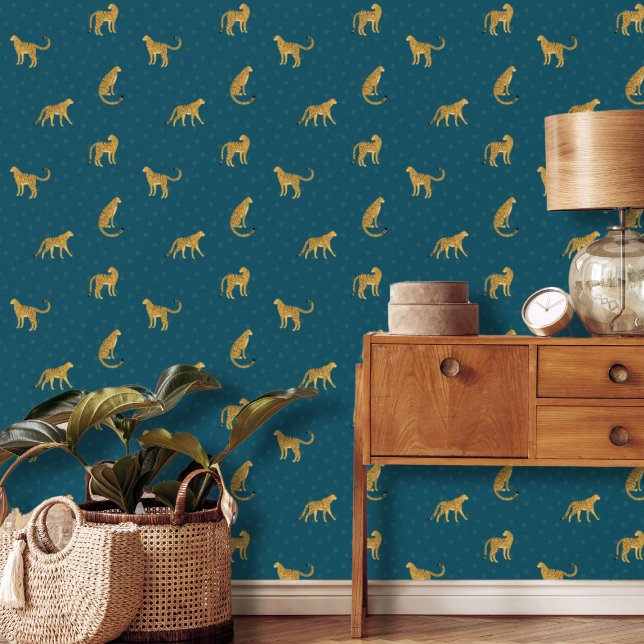 Leopard and Dots Teal Wallpaper (Creator Uploaded)