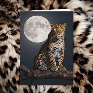 Leopard and Full Moon   Happy Birthday Husband Card