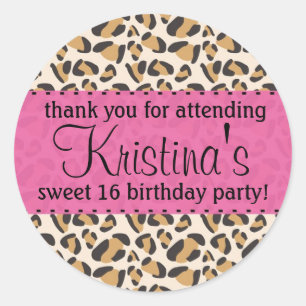 Leopard and Hot Pink Classic Round Sticker