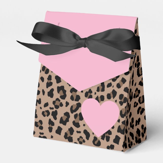 Leopard and Light Pink Party Favour Box (Front Side)