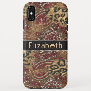 Leopard and Paisley Pattern Print to Personalise iPhone XS Max Case