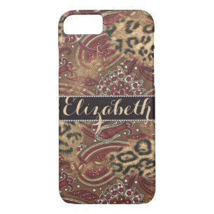 Leopard and Paisley Pattern Print to Personalise iPhone 8/7 Case