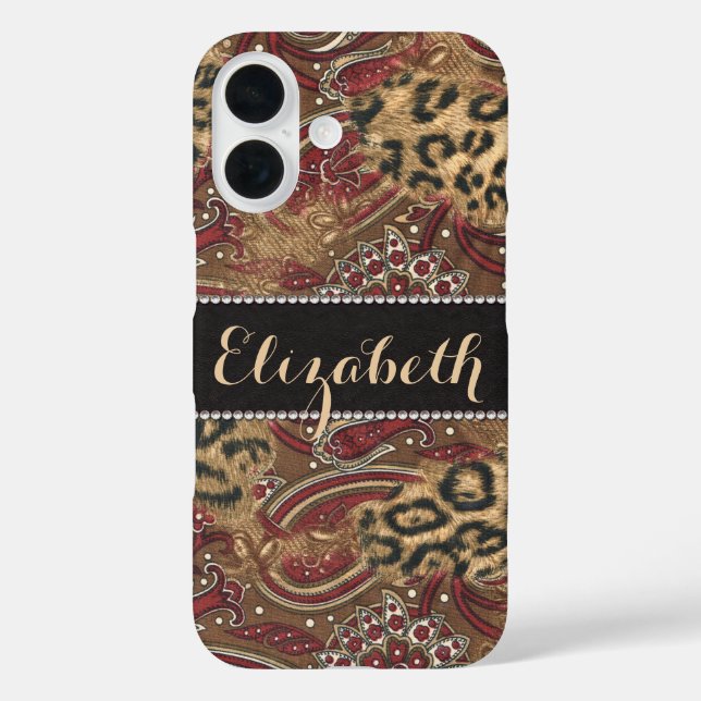 Leopard and Paisley Pattern Print to Personalise Case-Mate iPhone Case (Back)