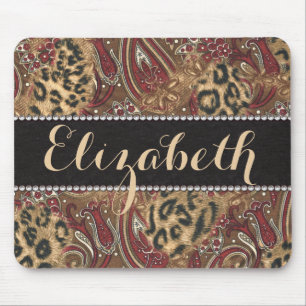 Leopard and Paisley Pattern Print to Personalise Mouse Mat