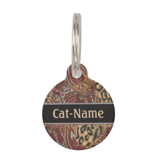 Leopard and Paisley Personalised Pet Tag