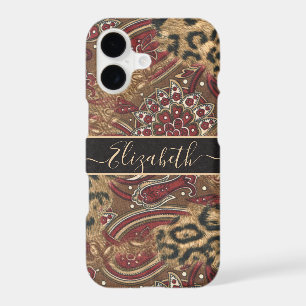 Leopard and Paisley Print Personalize Name