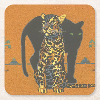 Leopard and Panther Square Paper Coaster