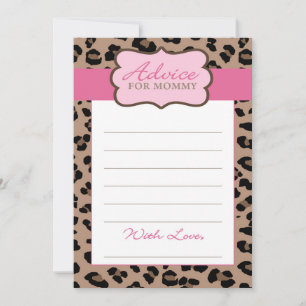 Leopard and Pink Baby Shower Advice Card