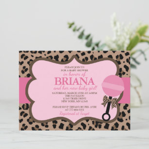 Leopard and Pink Baby Shower Invitation
