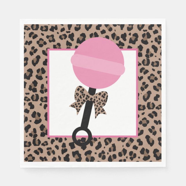Leopard and Pink Baby Shower Napkin (Front)