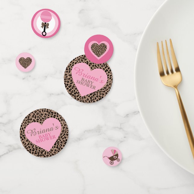 Leopard and Pink Baby Shower Table Confetti (Group)