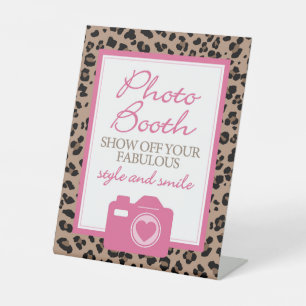 Leopard and Pink Photo Booth Pedestal Sign
