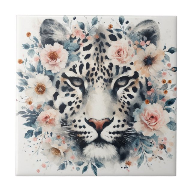 Leopard and roses tile (Front)