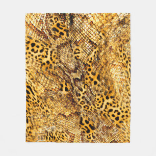 Leopard and snake pattern fleece blanket