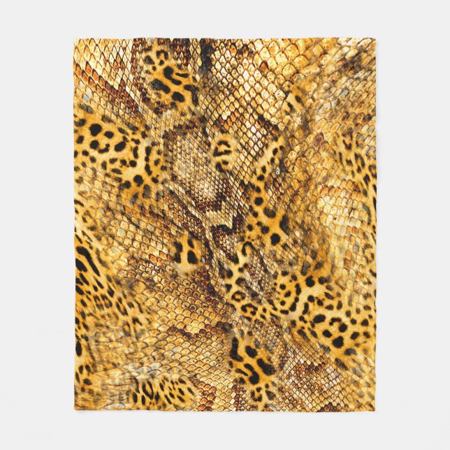 Leopard and snake pattern fleece blanket (Front)