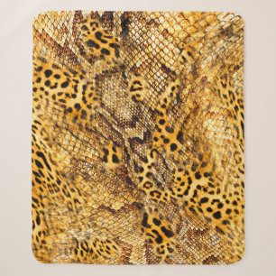 Leopard and snake pattern sherpa blanket