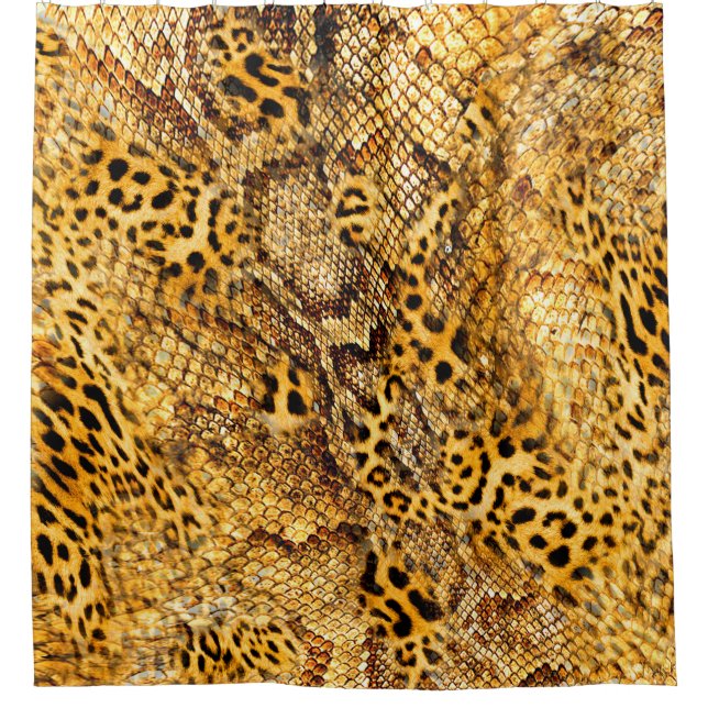 Leopard and snake pattern shower curtain (Front)