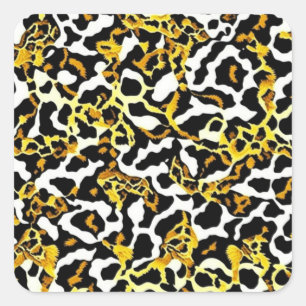 Leopard and Zebra Fur Print Pattern Square Sticker