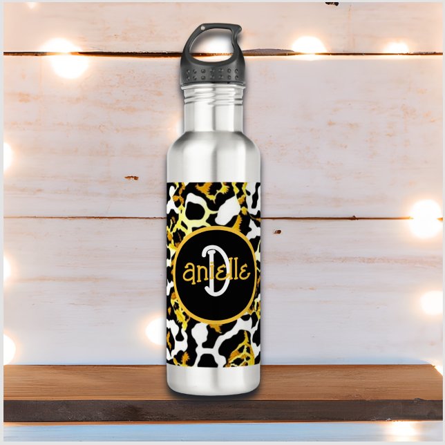 Leopard and Zebra Fur Print Personalised 710 Ml Water Bottle (Creator Uploaded)