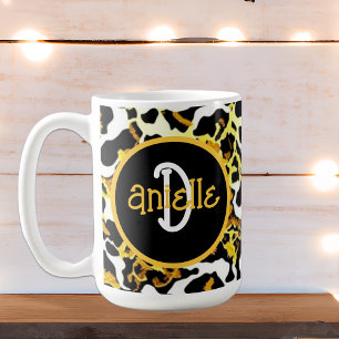 Leopard and Zebra Fur Print Personalised Coffee Mug