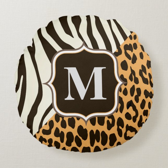 Leopard and Zebra Round Cushion (Front)