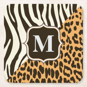 Leopard and Zebra Square Paper Coaster