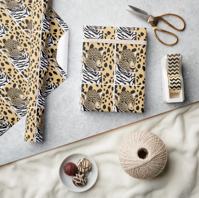 Leopard and Zebra Stripes Abstract Art Wrapping Paper (Crafts)