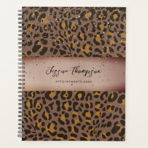 Leopard Animal Brown Bronze Metallic Glitter Planner