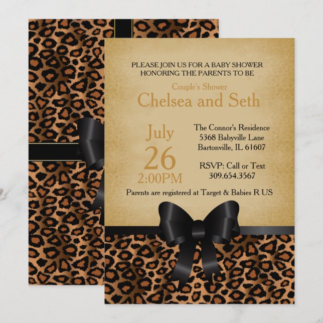 Leopard Animal Cat Print Pattern | Baby Shower Invitation (Front/Back)