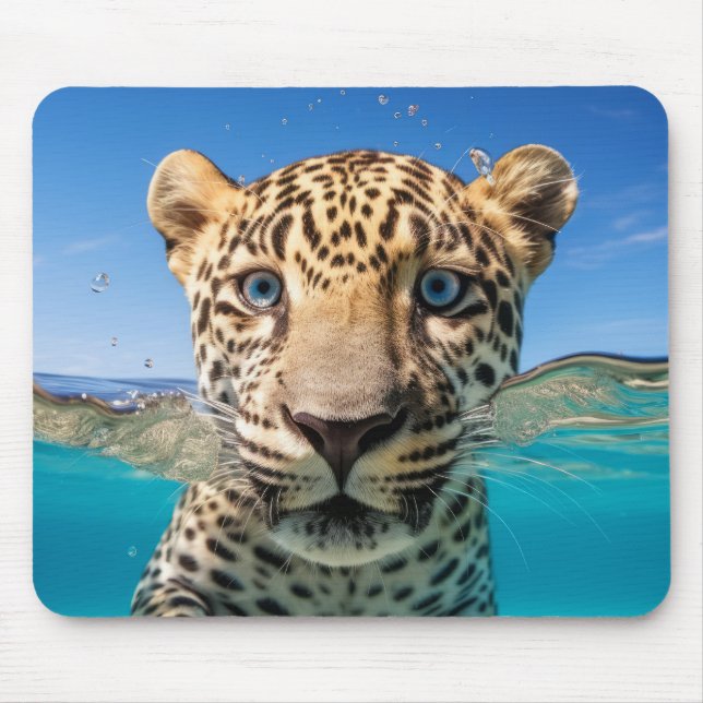 Leopard Animal Fun Nature Playing Water  Mouse Mat (Front)