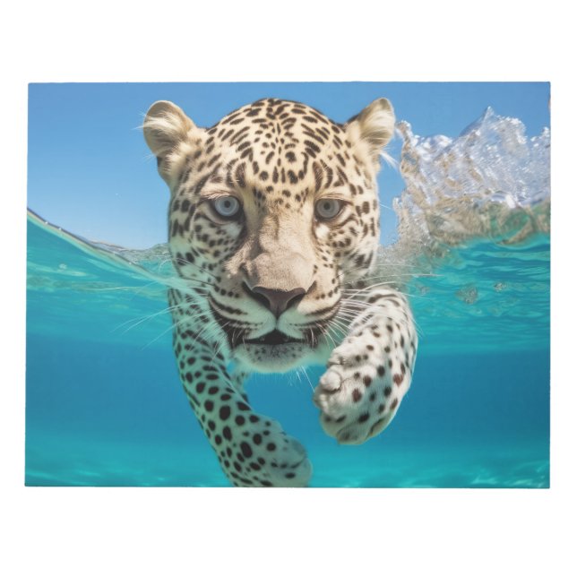 Leopard Animal Fun Nature Playing Water  Notepad (Front)