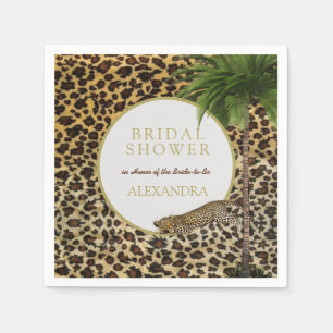 Leopard Animal Pattern Elegant Palm Bridal Shower Napkin
