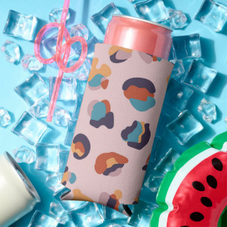 Leopard Animal Pink Modern Seltzer Can Cooler