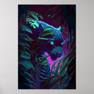 Leopard Animal Portrait Painting Wildlife Outdoors Poster