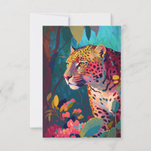 Leopard Animal Portrait Painting Wildlife Outdoors Thank You Card