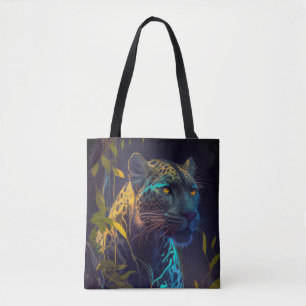 Leopard Animal Portrait Painting Wildlife Outdoors Tote Bag