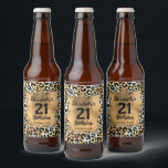 Leopard Animal Print 21st Birthday Beer Bottle Label<br><div class="desc">Make your own personalised beer bottle labels featuring your text on a gold faux foil square over a stylish leopard print pattern. All text and fonts can be changed to any event. More LABELS done for you and MATCHING items in our store.</div>