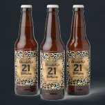 Leopard Animal Print 21st Birthday Beer Bottle Label<br><div class="desc">Make your own personalised beer bottle labels featuring your text on a gold faux foil square over a stylish leopard print pattern. All text and fonts can be changed to any event. More LABELS done for you and MATCHING items in our store.</div>