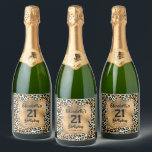 Leopard Animal Print 21st Birthday Personalised Sparkling Wine Label<br><div class="desc">Make your own personalised sparkling wine bottle labels featuring your text on a gold faux foil square over a stylish leopard print pattern. All text and fonts can be changed to any event. LOTS OF STYLES to choose from in our store.</div>
