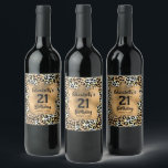 Leopard Animal Print 21st Birthday Personalised Wine Label<br><div class="desc">Make your own personalised wine bottle labels featuring your text on a gold faux foil square over a stylish leopard print pattern. All text and fonts can be changed to any event. LOTS OF STYLES to choose from in our store.</div>
