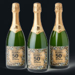 Leopard Animal Print 50th Birthday Personalised Sparkling Wine Label<br><div class="desc">Make your own personalised sparkling wine bottle labels featuring your text on a gold faux foil square over a stylish leopard print pattern. All text and fonts can be changed to any event. LOTS OF STYLES to choose from in our store.</div>