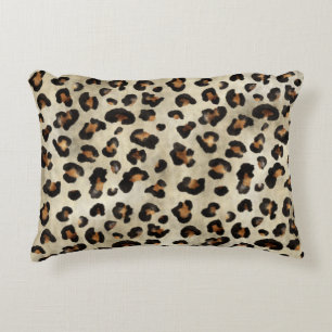 Leopard Animal Print Artistic Big Cat Fur Texture Decorative Cushion