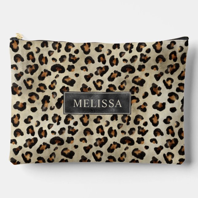 Leopard Animal Print Artistic Wild Cat Fur Texture Accessory Pouch (Front)