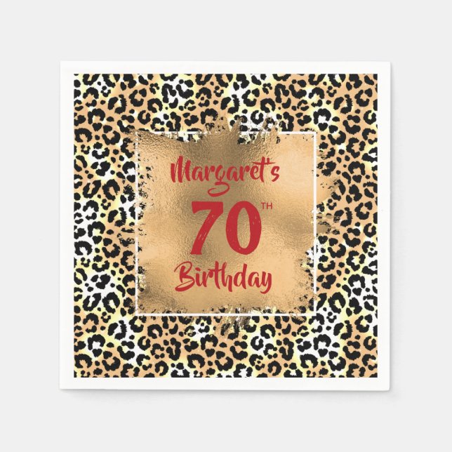 Leopard Animal Print Birthday Napkin (Front)
