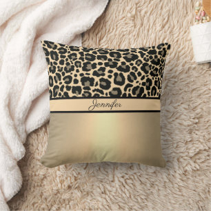 Leopard Animal Print Cheetah Gold Trendy Safari Cushion