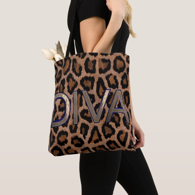 Leopard Animal Print Diva Tote Bag (Close Up)